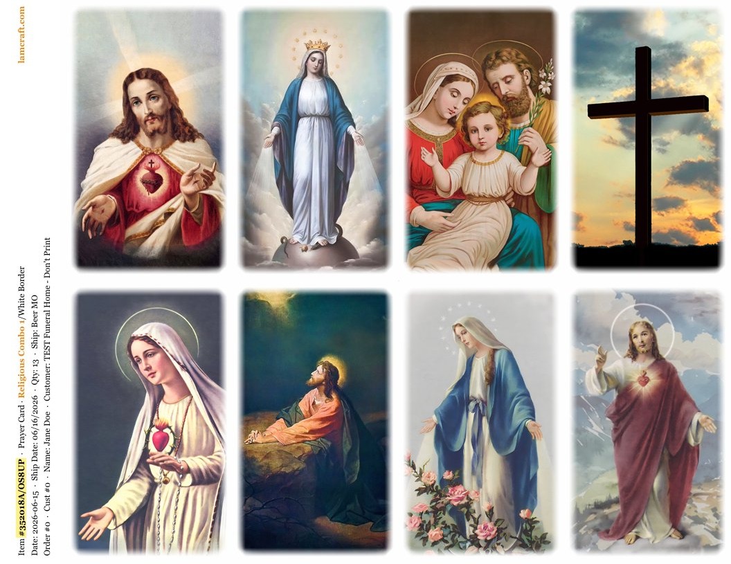 Religious Combo 17 — 8-up perforated prayer card sheet
