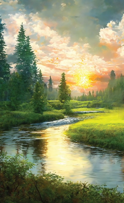 Sunset Stream laminated prayer card